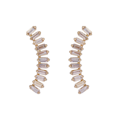 EFE53684. 14K Solid Gold Baguette Diamond Fancy Stud Earrings