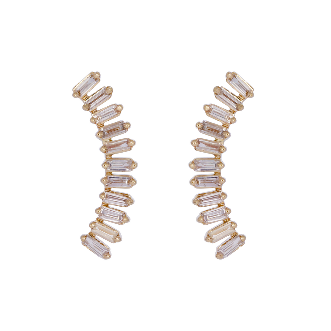EFE53684. 14K Solid Gold Baguette Diamond Fancy Stud Earrings