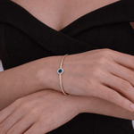 Load image into Gallery viewer, BNJ68619B. 14K Gold Blue &amp; White Diamond Elegant Open Bangle