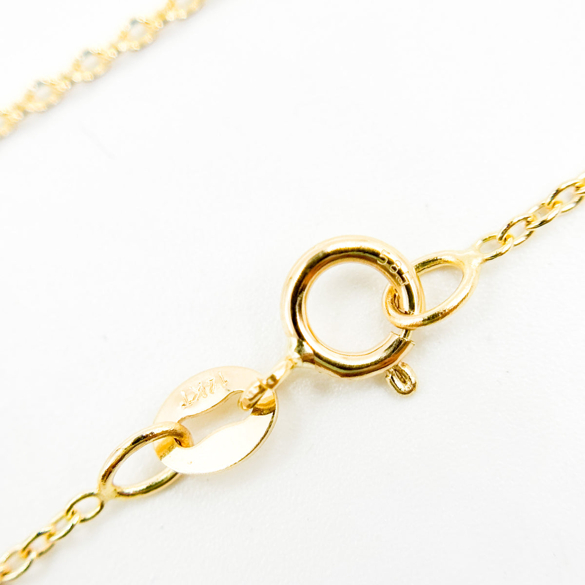 030R28LGJ080. 14K Solid Yellow Gold Cable 16 Inch Chain with Extender