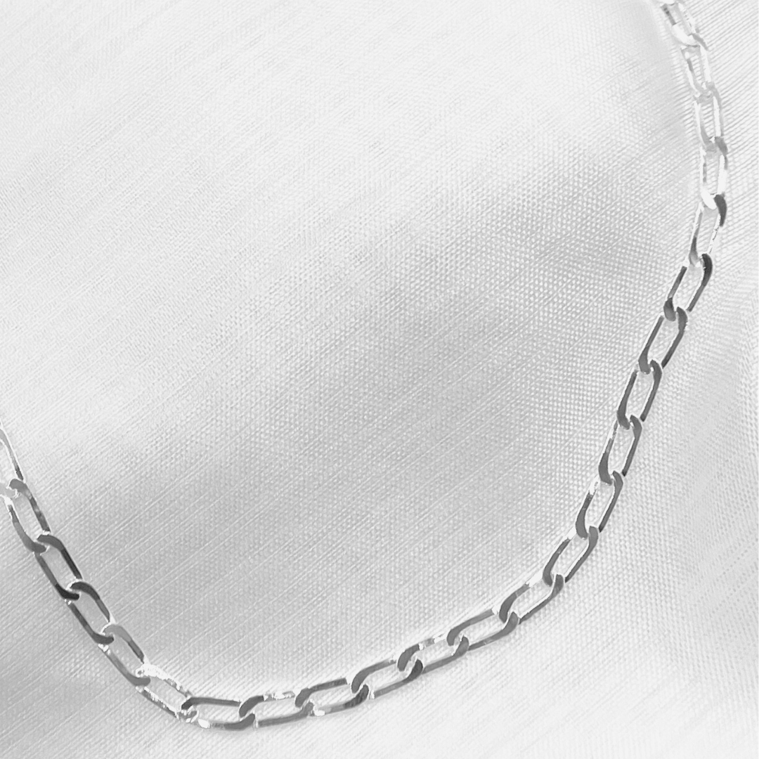 925 Sterling Silver Flat Paperclip Necklace. Z61Necklace