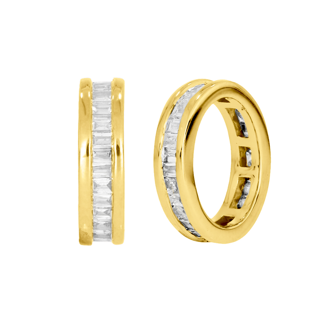 CMC00137. 14K Solid Gold Baguette Diamond Oval Ring Charm