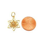 Load image into Gallery viewer, 14K Solid Gold Flower Charm with Diamonds. GDP324
