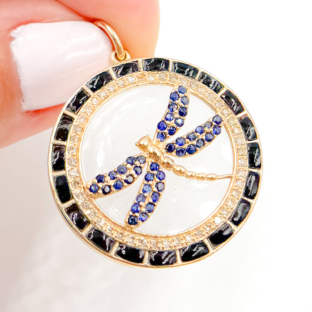 Shop Now 14K Gold Dragon-fly Round Pendant