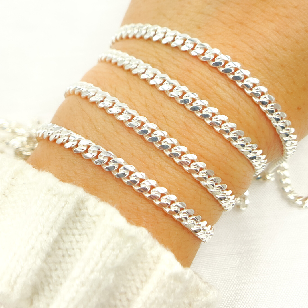 925 Sterling Silver Flat Curb Chain. Z71SS