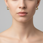 Load image into Gallery viewer, EHA57446. 14k Solid White Gold Diamond Fancy Hoop Earrings