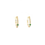 Load image into Gallery viewer, 14k Solid Gold Diamond and Emerald Hoops.  EHC56665EM
