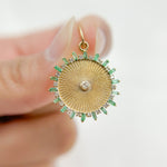 Load image into Gallery viewer, 14K Solid Gold Diamond Circle Charm with Gemstone. GDP449
