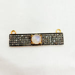 Load image into Gallery viewer, DC10. Silver Diamond and Gemstone Rectangle Connector
