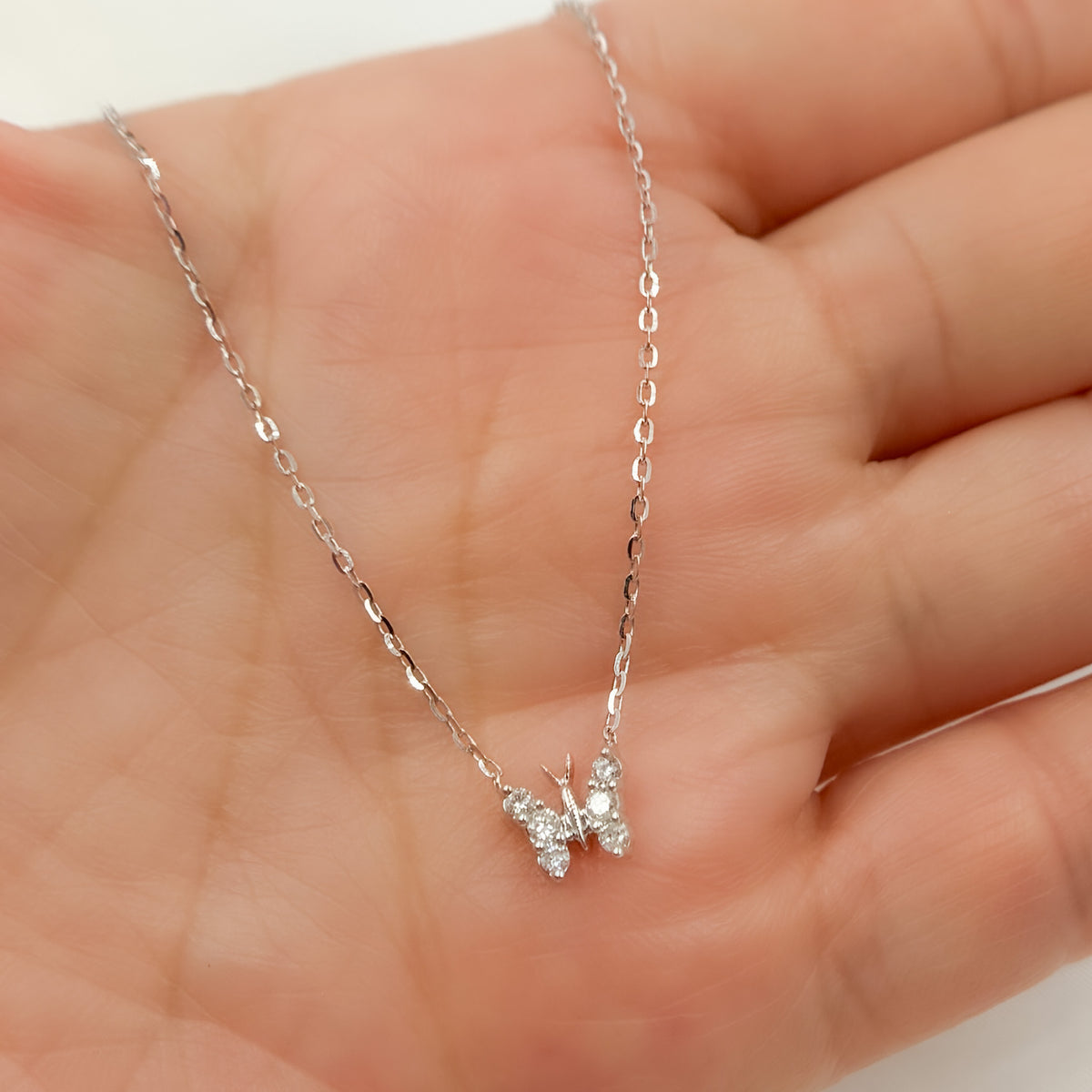 NT400107. 14K Solid Gold Diamond Butterfly Shape Necklace