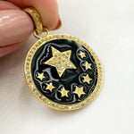 Load image into Gallery viewer, DP517A. Diamond Sterling Silver Star Round Enamel Pendant
