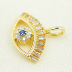 Load image into Gallery viewer, 14K Gold Diamonds &amp; Blue Sapphire Evil Eye Pendant. PFE32149BS
