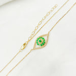 Load image into Gallery viewer, 14K Solid Gold Diamond and Emerald Eye Necklace. CN96322EM
