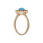 Load image into Gallery viewer, CR97513TQ6X4. 14k Solid Gold Turquoise, Blue Sapphire and Diamond Fancy Ring