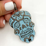 Load image into Gallery viewer, DP562A. Diamond Sterling Silver Skull Enamel Pendant
