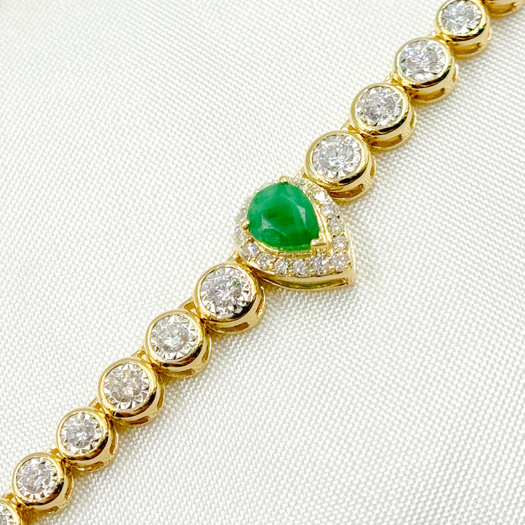 14K Solid Gold Diamond and Gemstone Necklace. NK401328