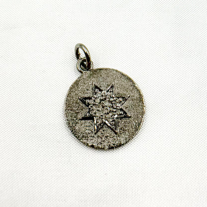 DC216. Diamond & Sterling Silver Round Star Pendant