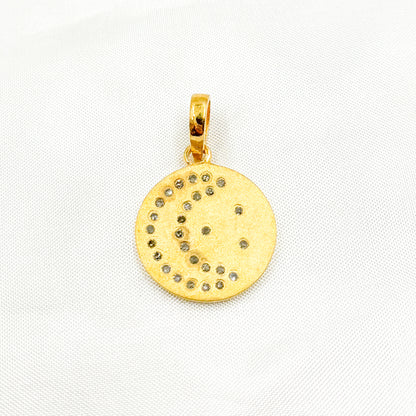 DP219. Diamond Sterling Silver Round Moon Pendant