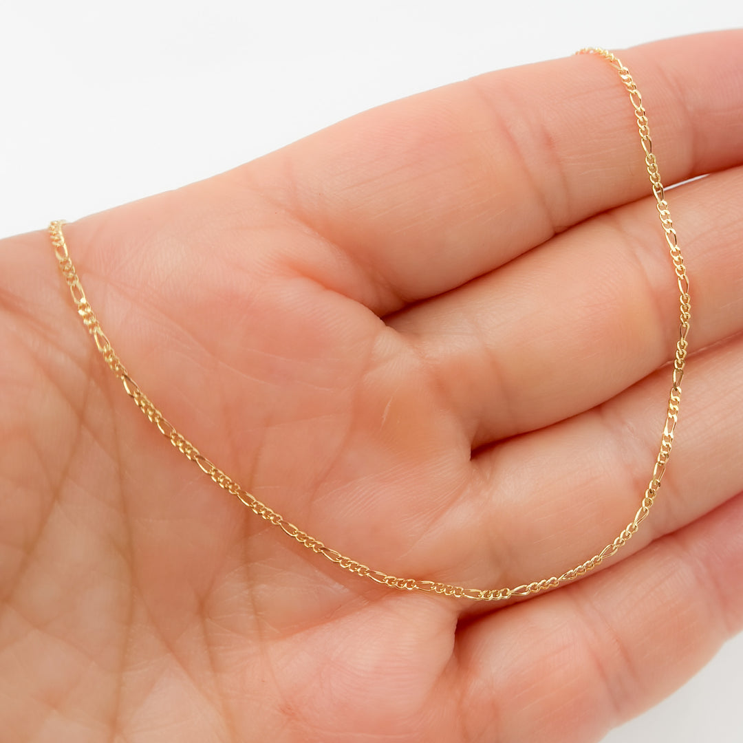 030GA3BGT218K. 18K Solid Gold Flat Figaro Link Chain