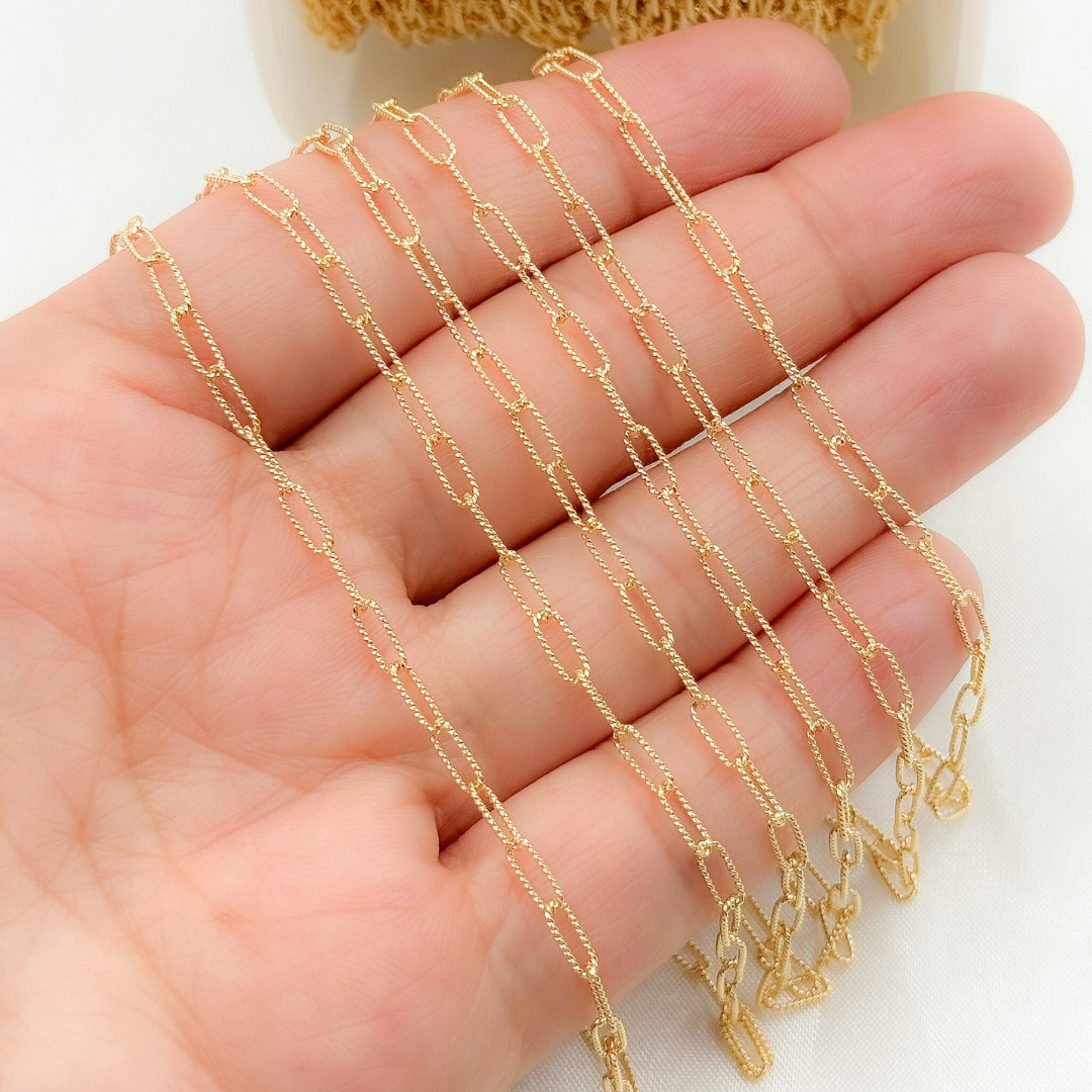 2505LGF. 14k Gold Filled Hammered Paperclip Chain