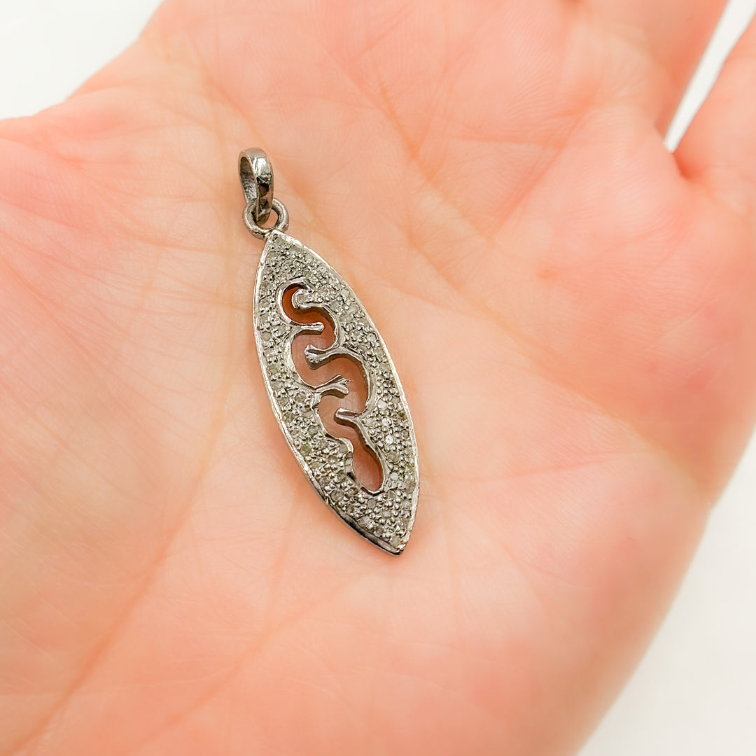 DP073. Diamond Sterling Silver Marquise Shape Snake Pendant