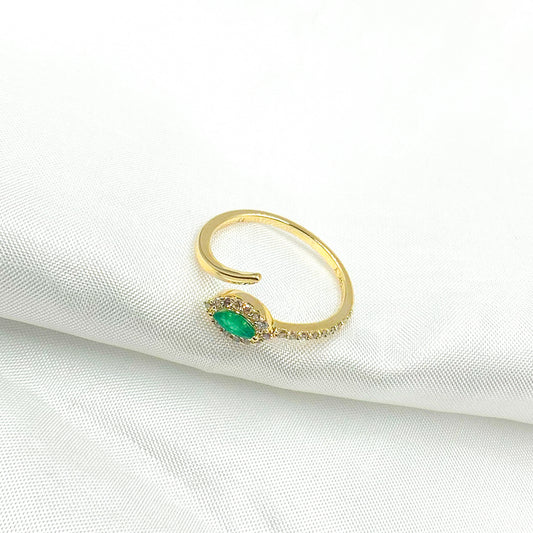 14K Solid Yellow Gold Diamond and Emerald  Ring.