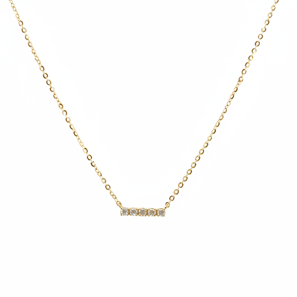 NFB72842. 14K Solid Gold Bar Diamond Necklace