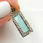 Load image into Gallery viewer, DC097A. Diamond Sterling Silver Rectangle Enamel Pendant
