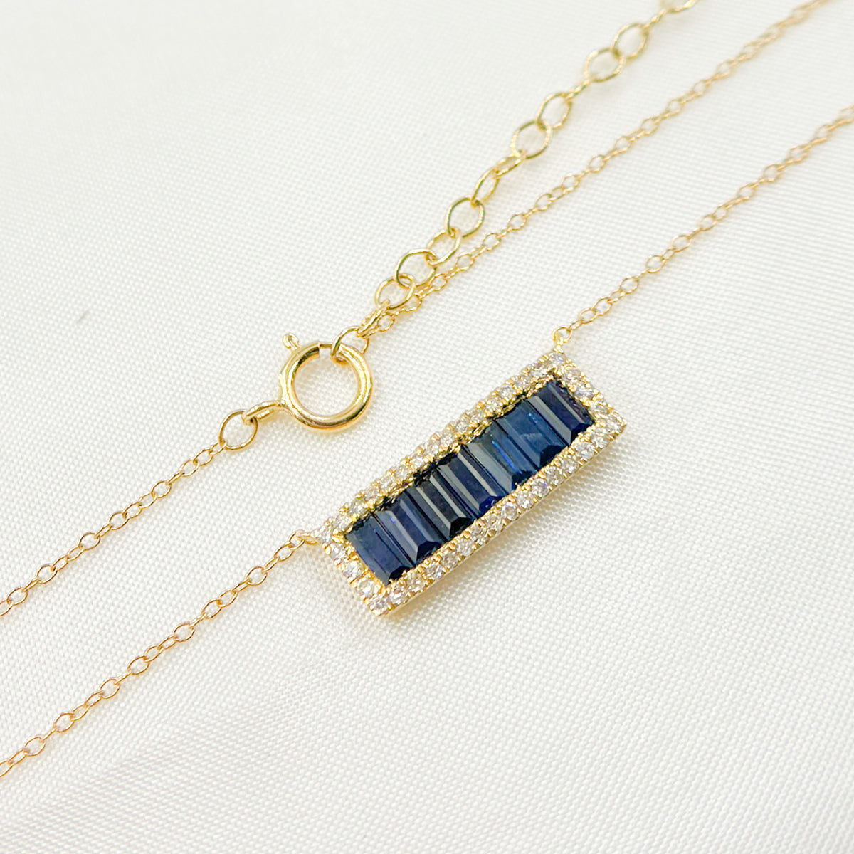 NFN71044. 14k Solid Gold Diamond & Gemstone Necklace