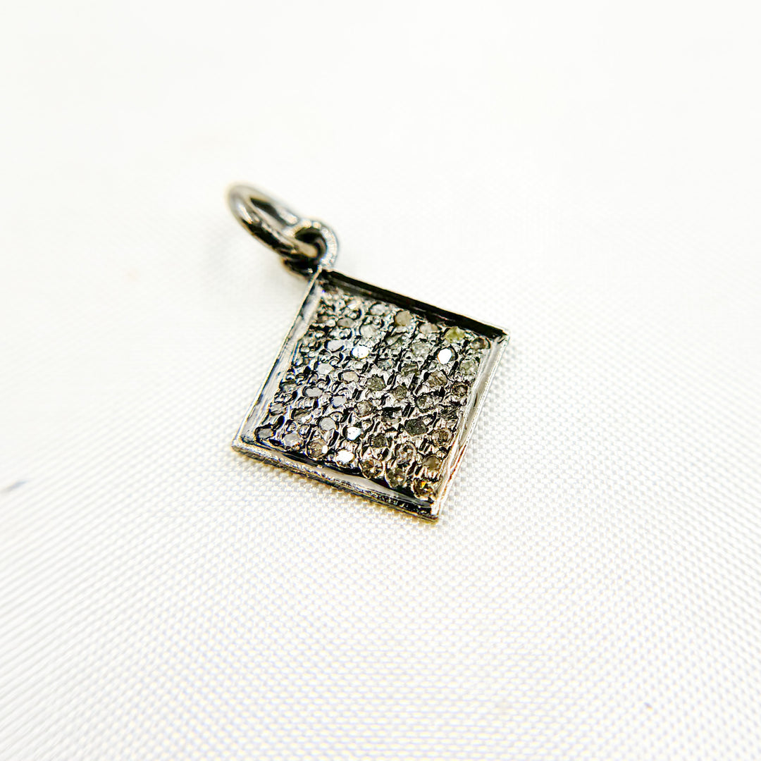 DC251. Diamond Sterling Silver Square Charm