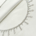 Load image into Gallery viewer, 14K Solid White Gold Diamond Dangle Bars Necklace. NFT71052
