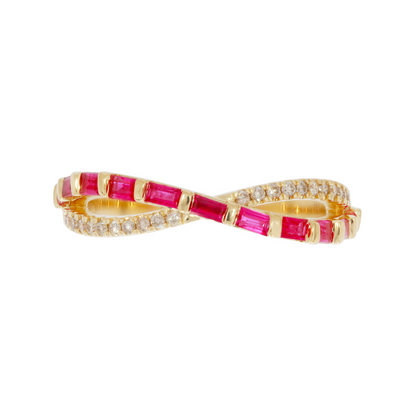 14K Solid Gold Diamond and Gemstone Cross Ring