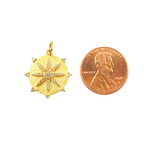 Load image into Gallery viewer, 14K Solid Gold Circle Sun Pendant with Diamonds. GDP346
