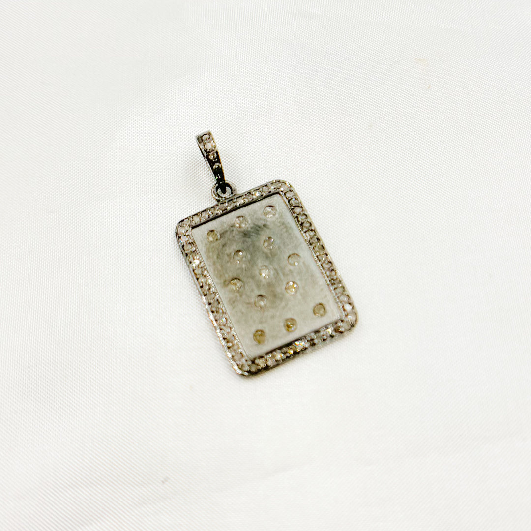 DP200. Diamond Sterling Silver Rectangle Pendant