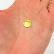 10MM Gold-plated sterling silver brushed round flat disc charm with a single hole