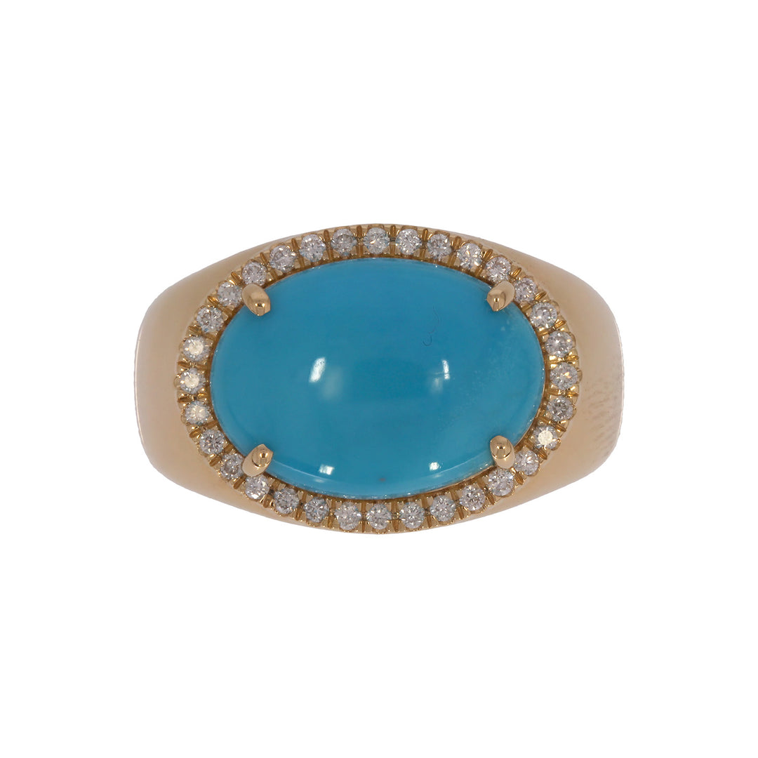 CR97300TQ14X10. 18K Solid Gold Diamond & Turquoise Ring