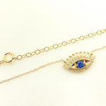 Load image into Gallery viewer, 14k Solid Yellow Gold, Diamonds &amp; Precious Stones Cable Link Evil Eye Necklace. NFD70803BS
