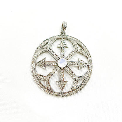 DP015. Diamond Silver Round Fancy Arrow Pendant