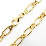 Load image into Gallery viewer, 120HVR1234001BR. 14K Solid Yellow Gold Hollow Long and Three Short Link Bracelet