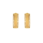 Load image into Gallery viewer, EHD57280. 14K Solid Yellow Gold Diamond Hoop Earrings