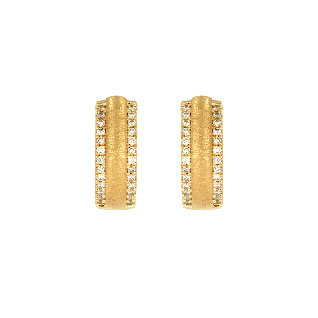 EHD57280. 14K Solid Yellow Gold Diamond Hoop Earrings