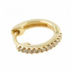 Load image into Gallery viewer, EHB56864. 14K Solid Yellow Gold Diamond Huggie Hoop Earrings