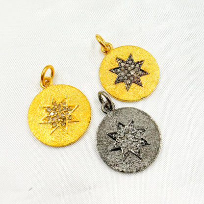 DC216. Diamond & Sterling Silver Round Star Pendant