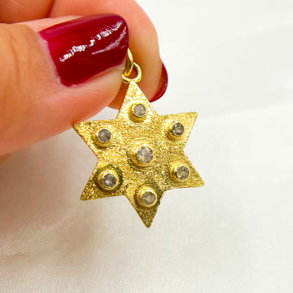 DSP072. Gemstone & Sterling Silver Star Pendant