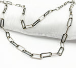 Load image into Gallery viewer, 925 Sterling Silver &amp; Black Rhodium Plated Link Paperclip Chain. 169SB
