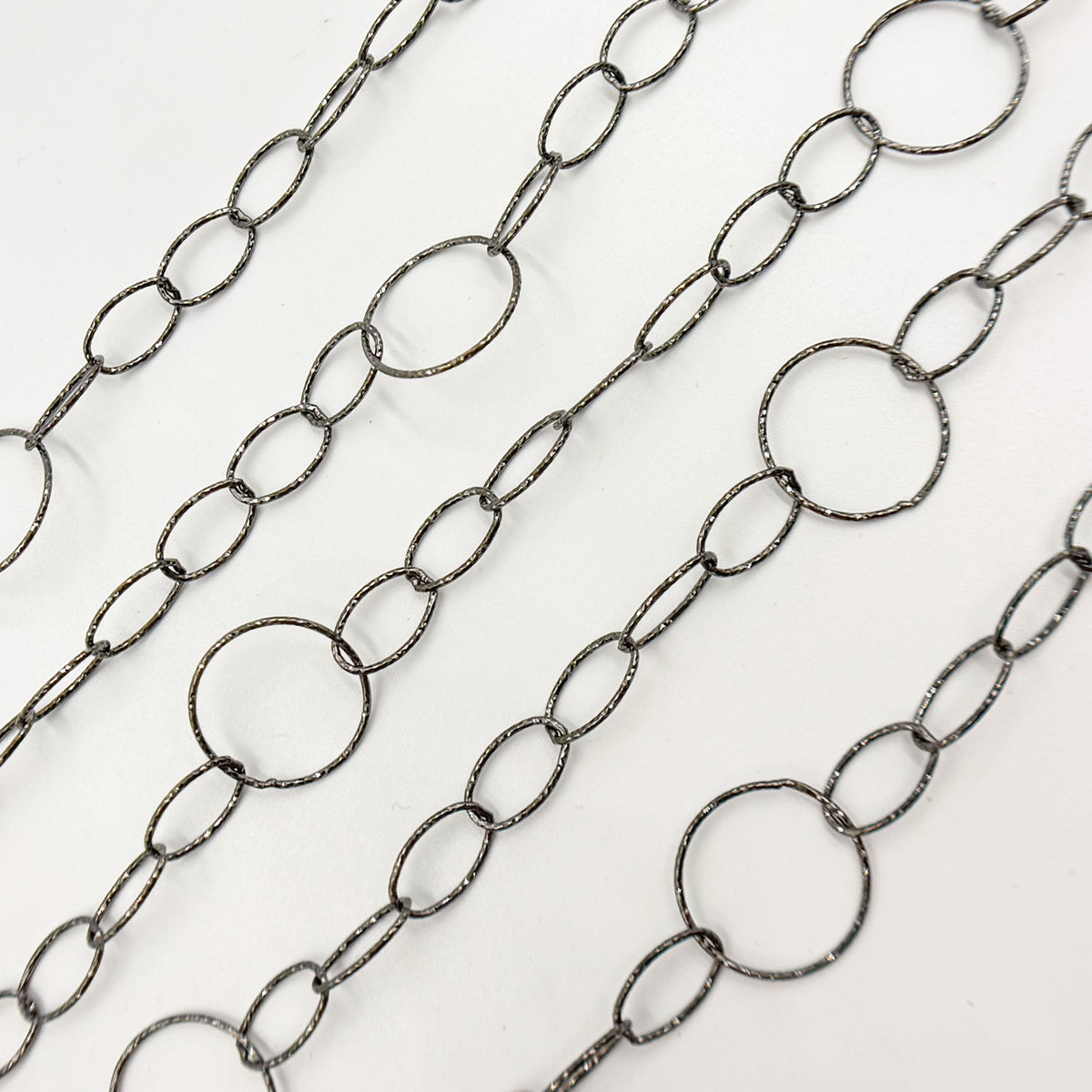 Silver Diamond Cut Round and Oval Links Chain