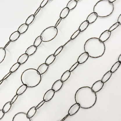 Silver Diamond Cut Round and Oval Links Chain