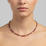 Load image into Gallery viewer, CN97276RU5X3. 14K Solid Gold Diamond and Ruby Tennis Necklace
