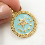 Load image into Gallery viewer, DP506A. Diamond Sterling Silver Star Round Enamel Pendant
