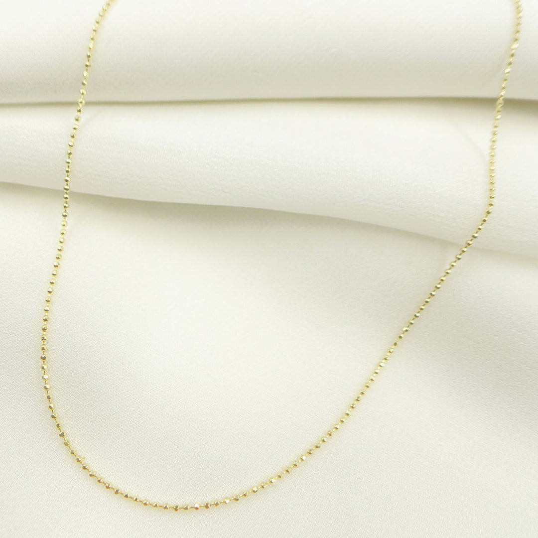 120CP8L. 14K Solid Yellow Gold Diamond Cut Ball Link Necklace